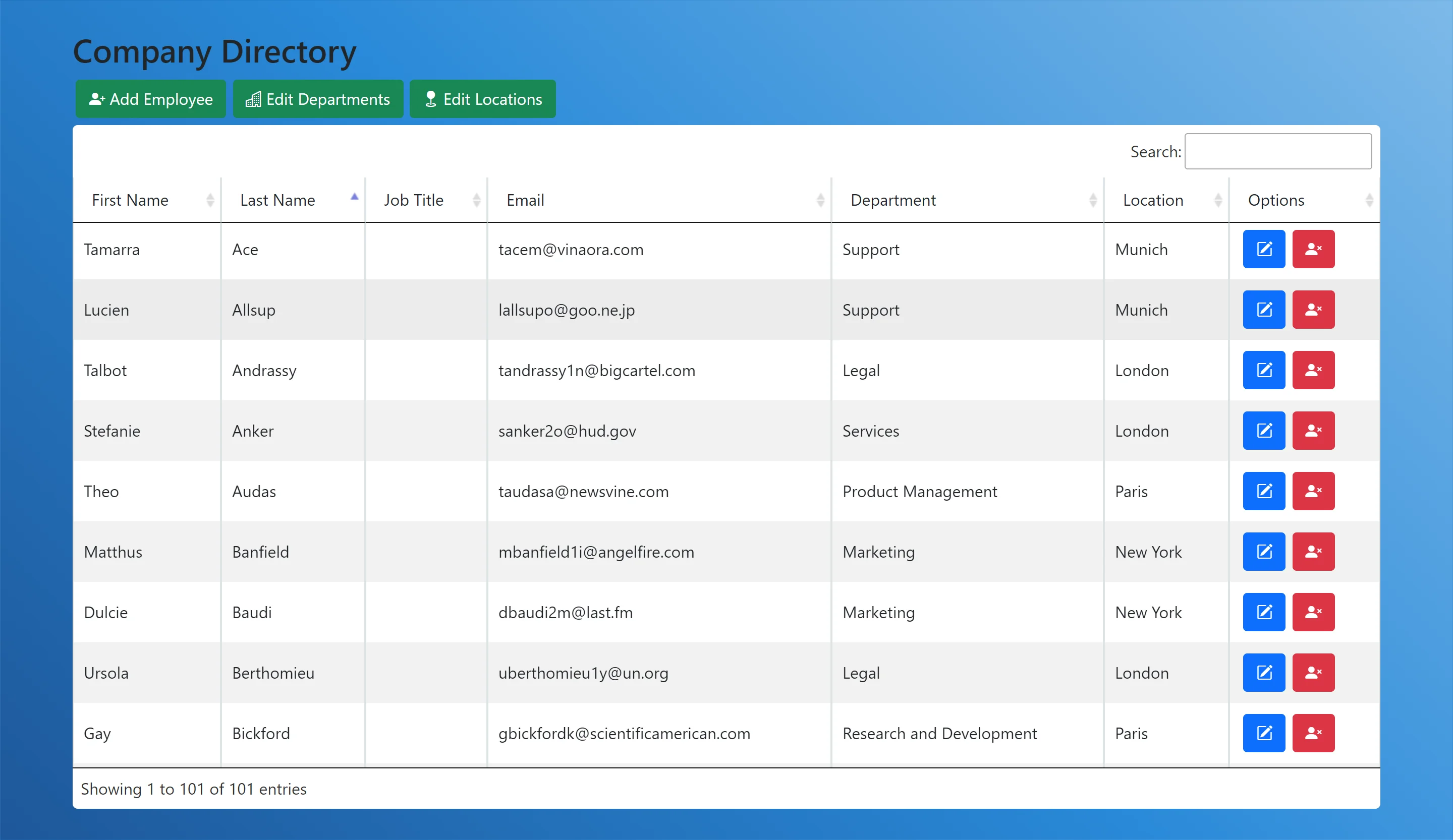 Company Directory Screenshot 1